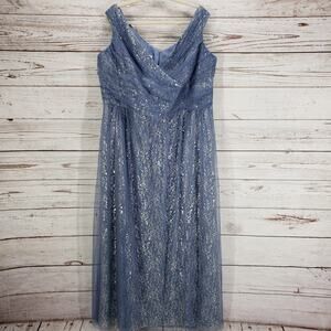 Dessy Collection Vivian Diamond Women's Tulle Lace Off Shoulder Dress Size 26